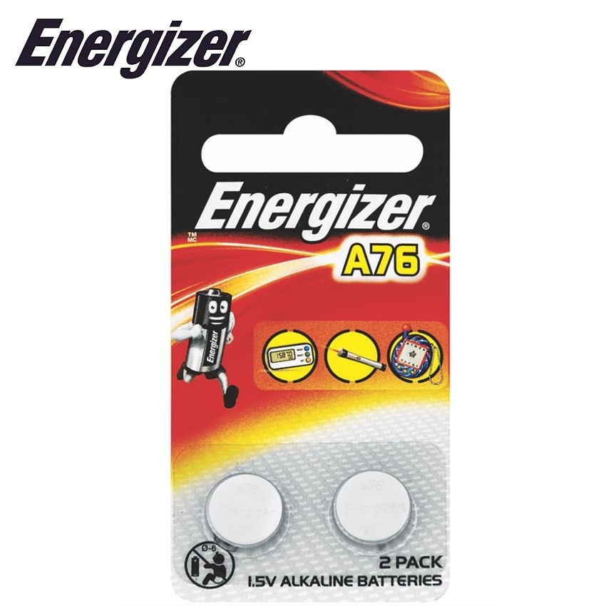 ENERGIZER A76 LR44 1.5V ALKALINE BATTERY 2 PACK (MOQ 12) COIN