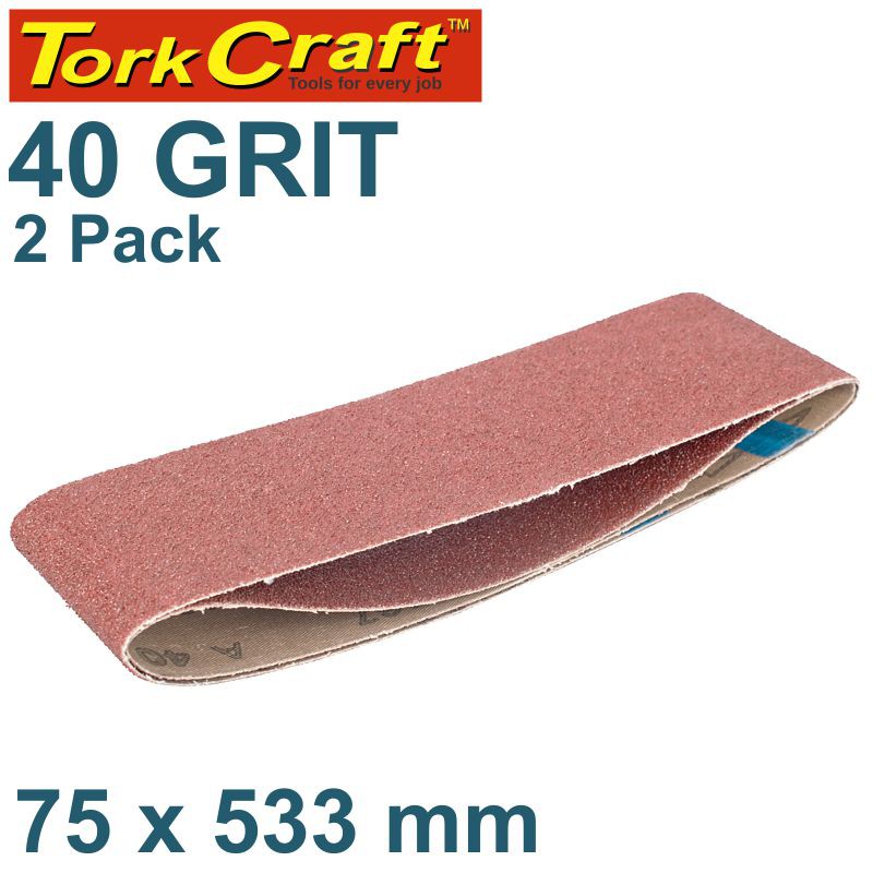 SANDING BELT 75 X 533MM 40GRIT 2/PACK