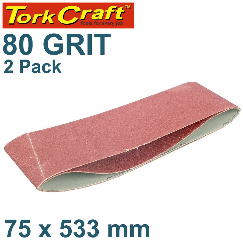 SANDING BELT 75 X 533MM 80GRIT 2/PACK
