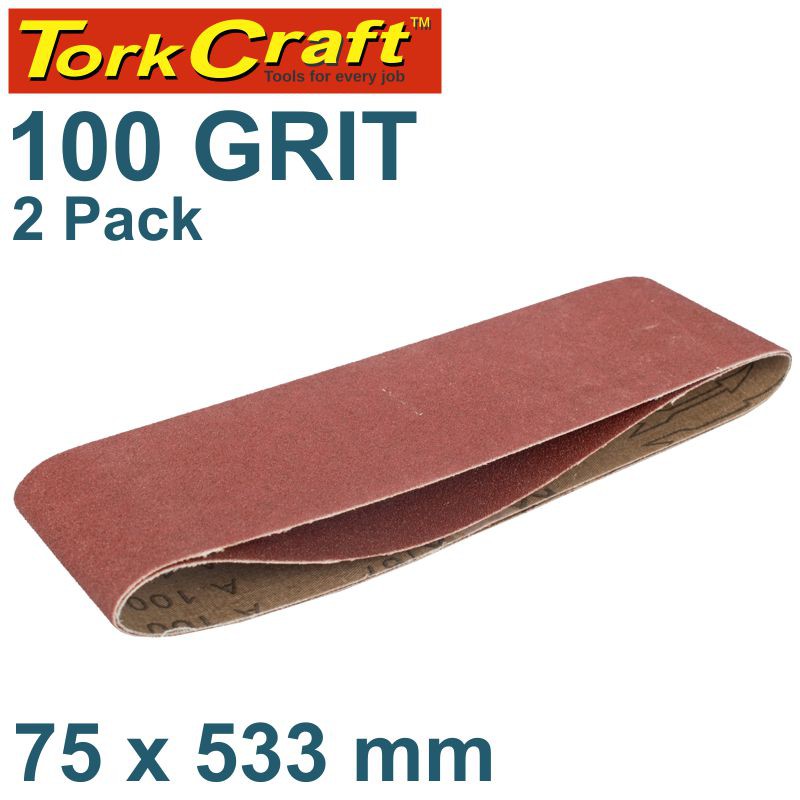 SANDING BELT 75 X 533MM 100GRIT 2/PACK