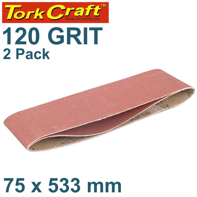 SANDING BELT 75 X 533MM 120GRIT 2/PACK