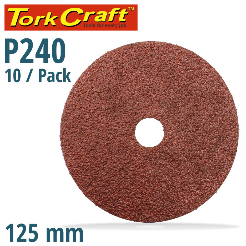 SANDING DISC 125MM 240 GRIT CENTRE HOLE 10/PK