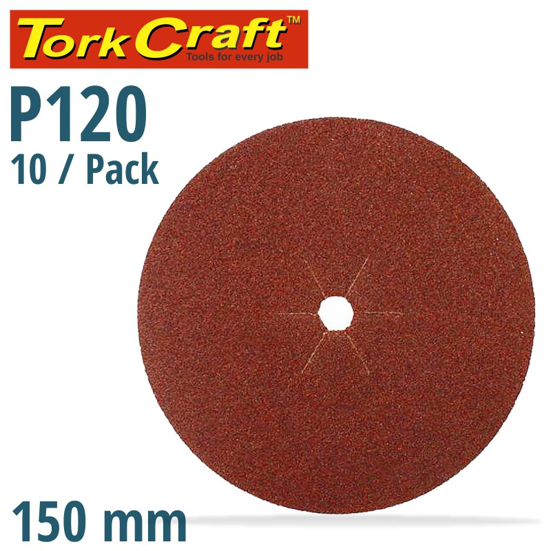 SANDING DISC 150MM 120 GRIT CENTRE HOLE 10/PK