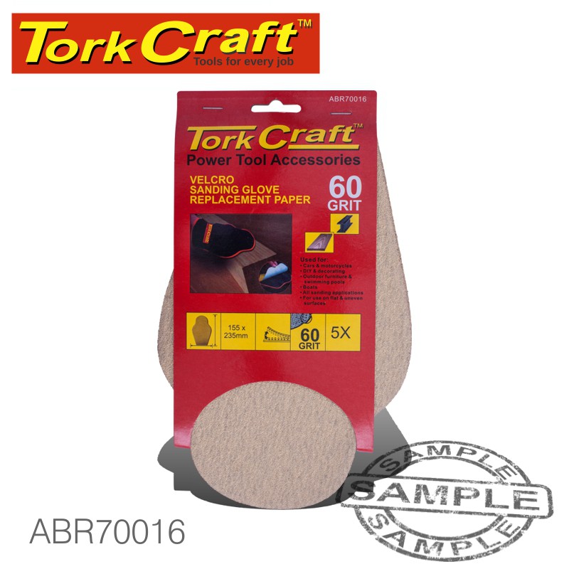 SPARE SANDING SHEETS FOR GLOVE 60 GRIT (5PC) HAND