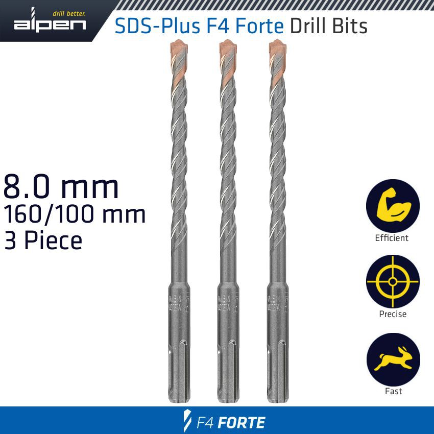 SDS PLUS F4 BIT 8MM X 160 X 100 X 3 PCS DRILL HAMMER