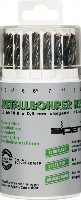 HSS SPRINT MASTER DRILL BIT SET 19 PIECE IN ROUND PLASTIC CONTAINER