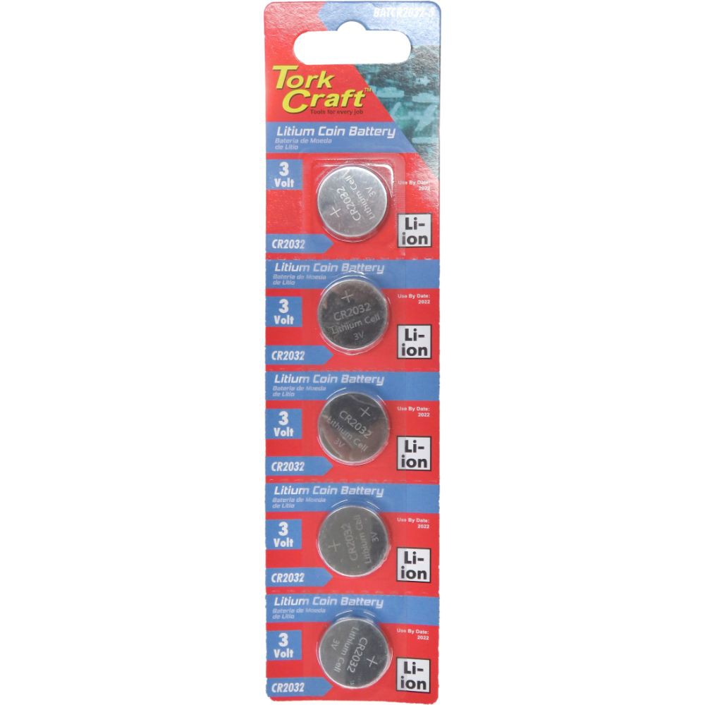 BATTERY COIN CR2032 3V LITHIUM X5 PACK (MOQ 20)