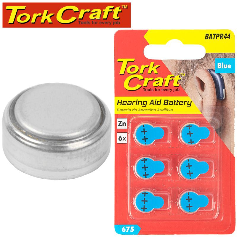 PR44 ZINC -AIR HEARING AID BATTERY X6 PACK BLUE