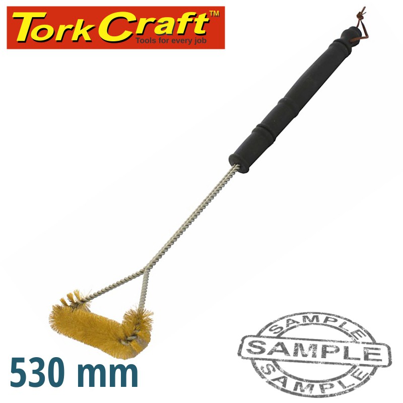 BRAAI BBQ THREE SIDE BRASS WIRE BRUSH 530MM HANDLE 21' TCW