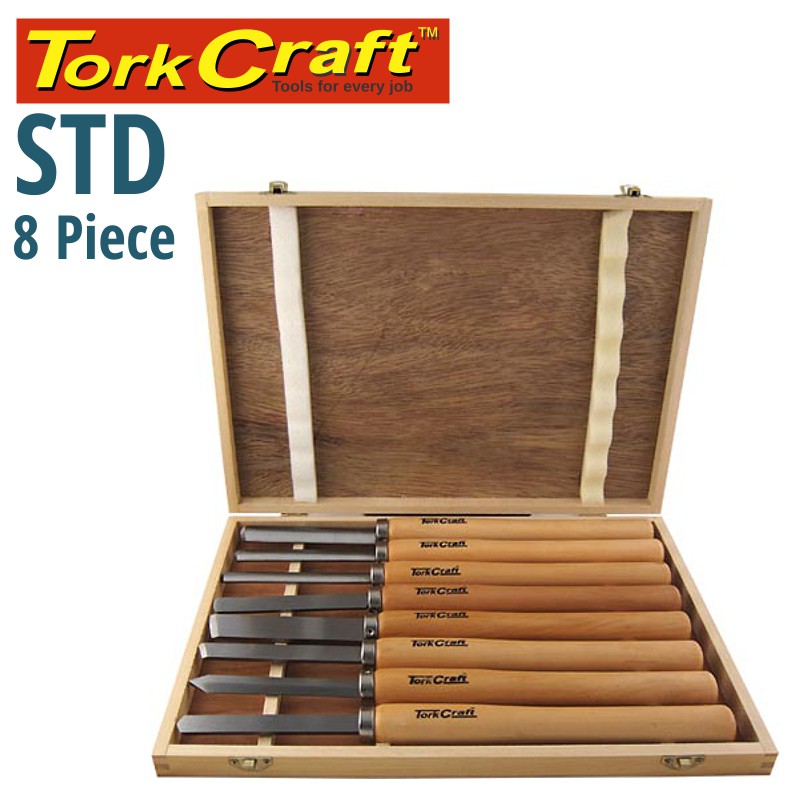 CHISEL SET WOOD TURNING 8 PIECE STD WOODEN CASE