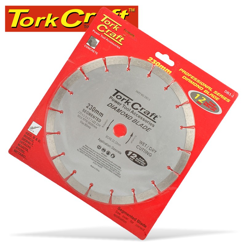 DIAMOND BLADE SEGMENTED 230MM FOR CONCRETE 12MM DEEP SEGMENTS