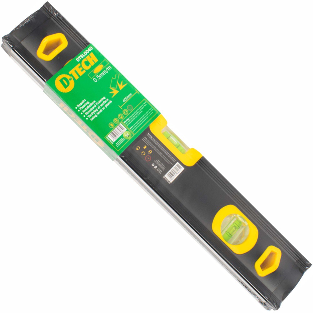 SPIRIT LEVEL BEAM 400MM X 1.6MM 3 X VIAL 0.5MM ACCUR. ALUM.