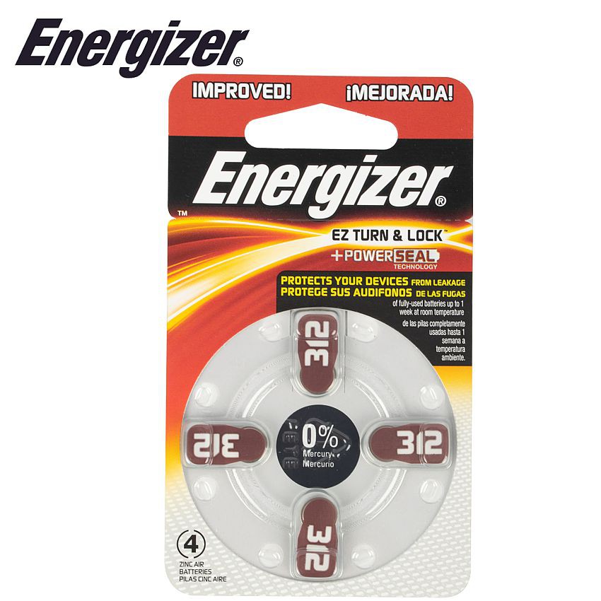 ENERGIZER HEARING AID BATTERY AZ312 BROWN 4 PACK (MOQ 6)