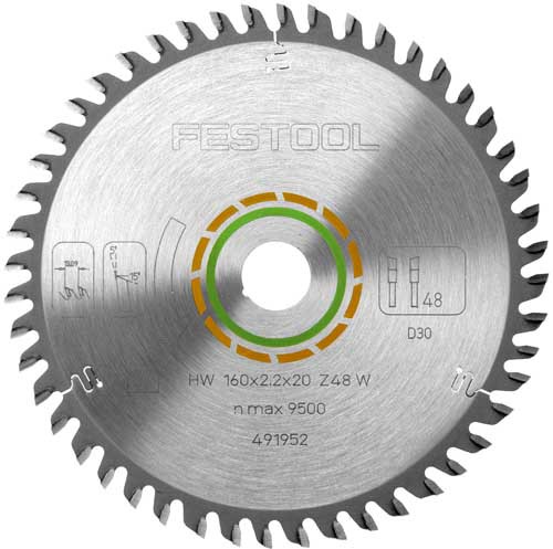 FESTOOL FINE TOOTH SAW BLADE 160X2,2X20 W48 491952
