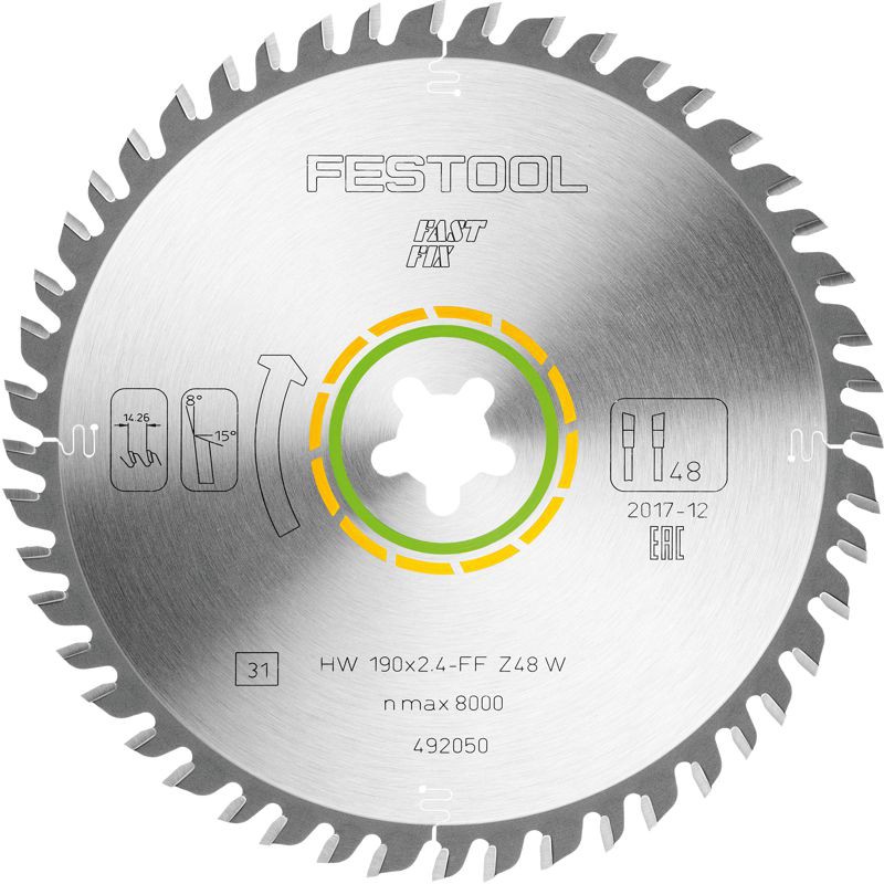 FESTOOL FINE TOOTH SAW BLADE 190X2,4 FF W48 492050