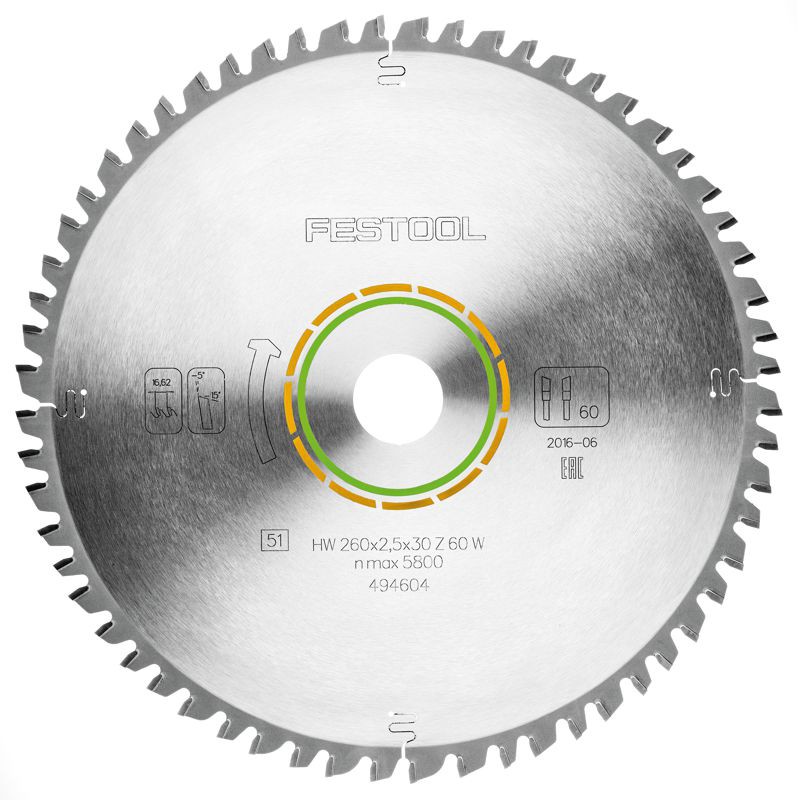 FESTOOL UNIVERSAL SAW BLADE 260X2,5X30 W60 494604