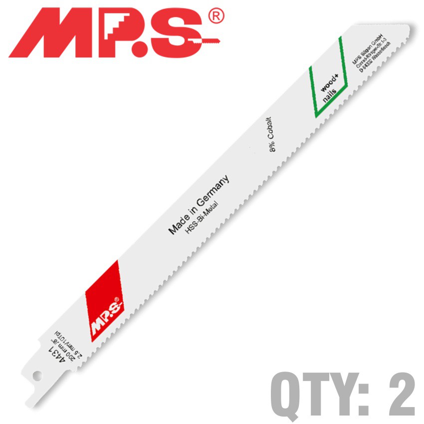 SABRE SAW BLADE 10TPI 200 X 180MM METAL 2/PK