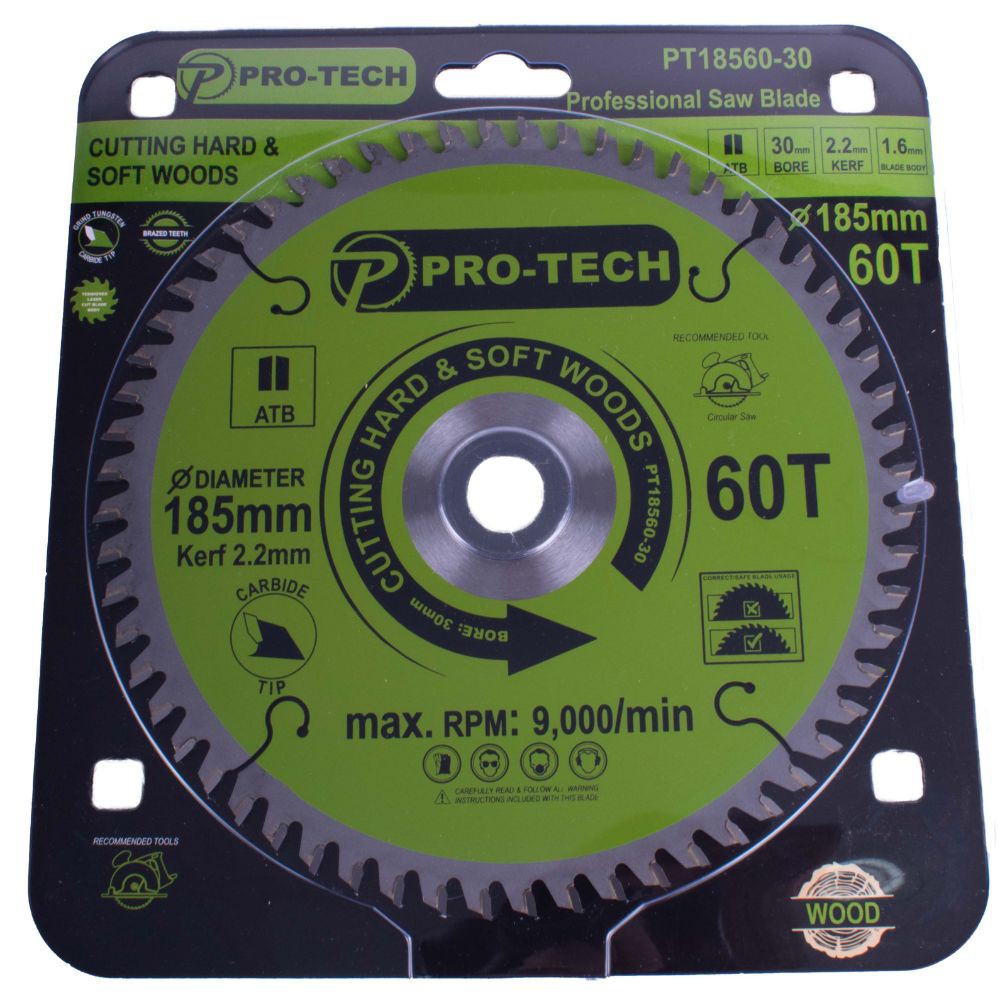 SAW BLADE TCT 185 X 2.2 X 30 X 60T WOOD PROF.