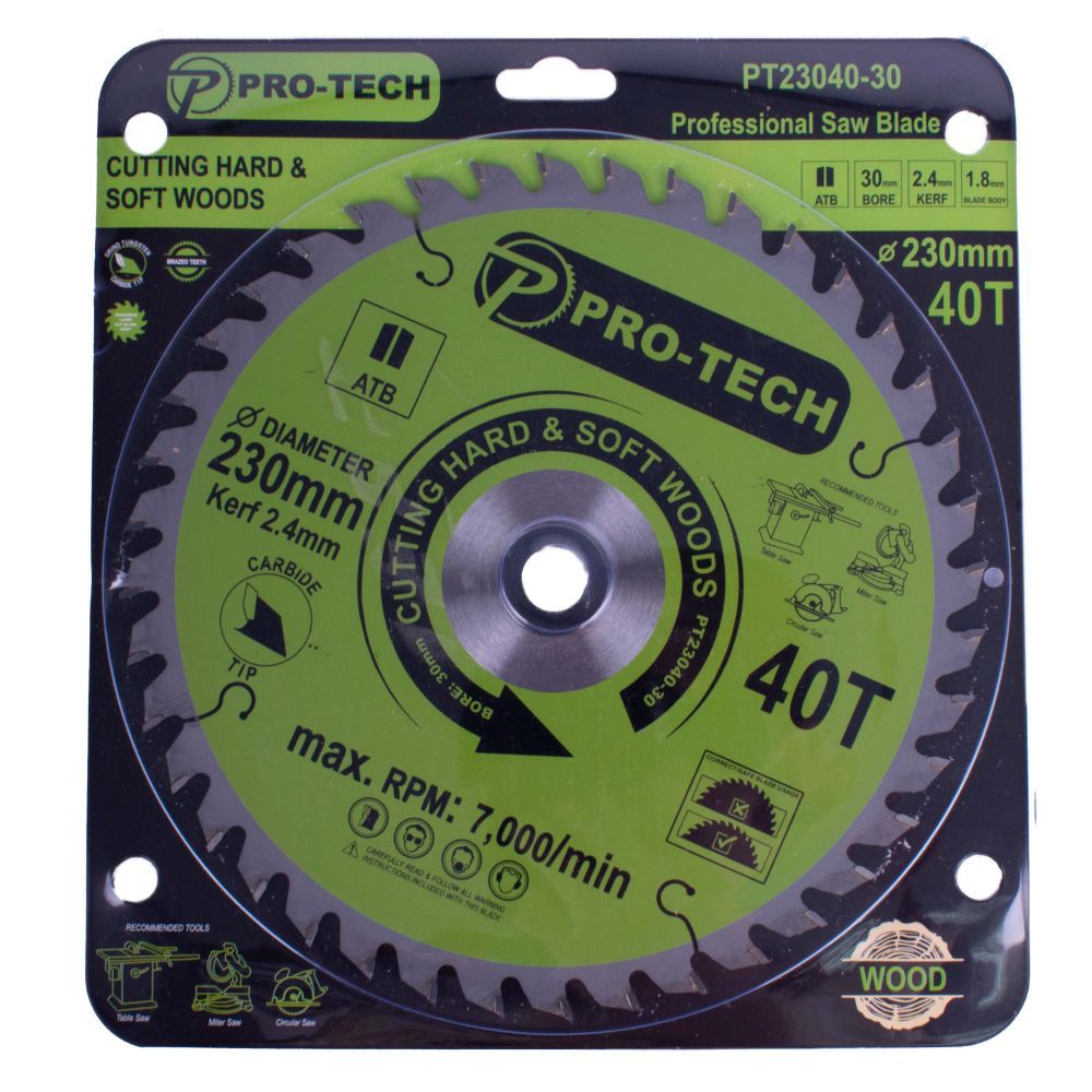 SAW BLADE TCT 230 X 2.4 X 30 X 40T WOOD PROF.