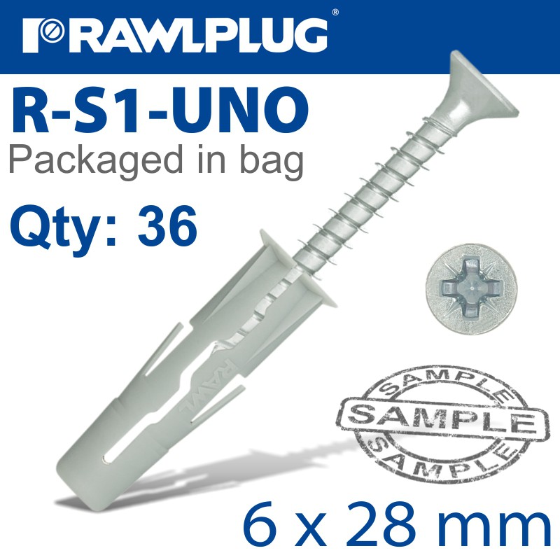 UNIVERSAL PLUG WITH SCREW 6X28MM 36 PER BAG