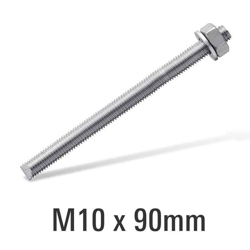 EN8 ELECTRO GALV STUD M10X90 WITH NUT AND WASHER