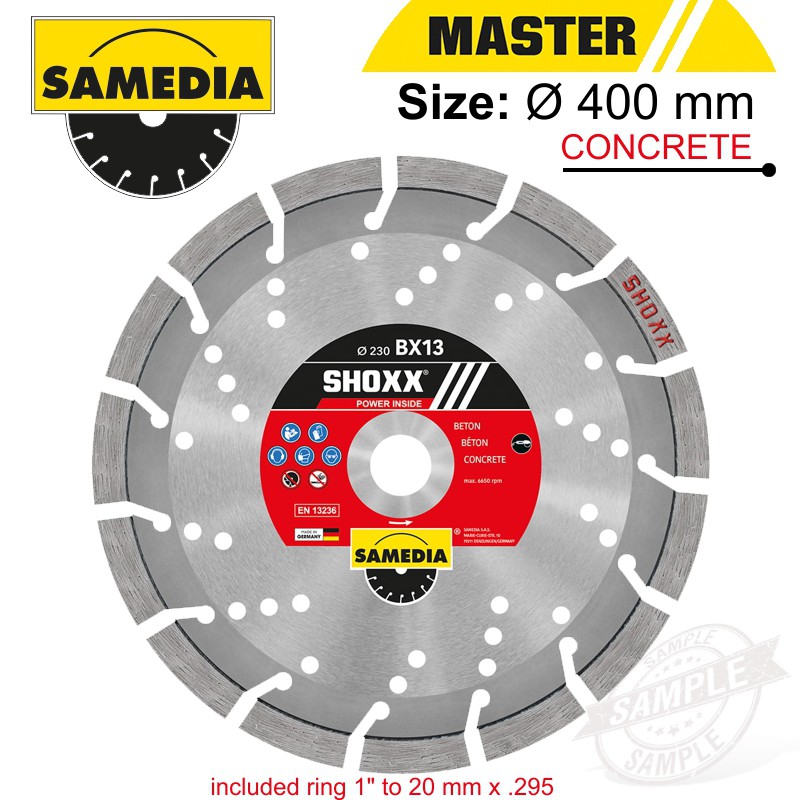 DIAMOND BLADE 400MM X 30/25.4 SEGMENTED IND REINF. CONCRETE LO