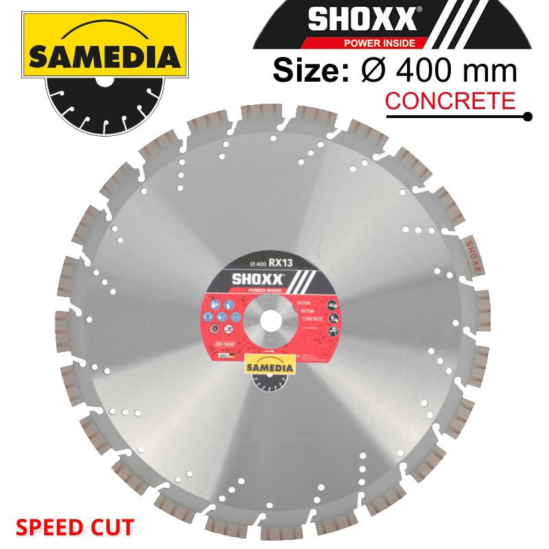 DIAMOND BLADE 400MM X 20 SEGMENTED IND REINF. CONCRETE SPEED CUT SHOXX