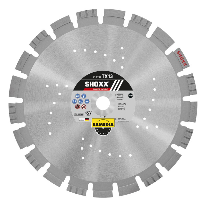 DIAM. CUT/DISC 230MM X 22.23MM 15 SEG CONCR. ASPH. BRICK SHOXX TX13