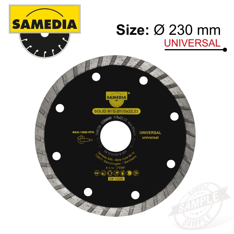 DIAMOND BLADE 230MM X 22.23 SEGMENTED IND MULTI PURPOSE SOLID MTS