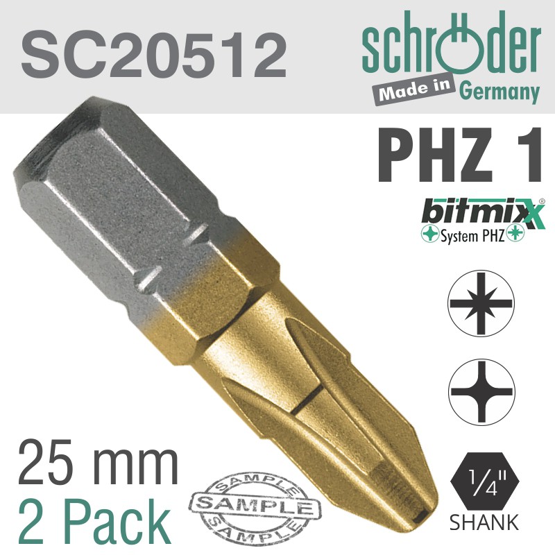 PHZ BIT NO1X25MM PZ/PH TIN 2CD