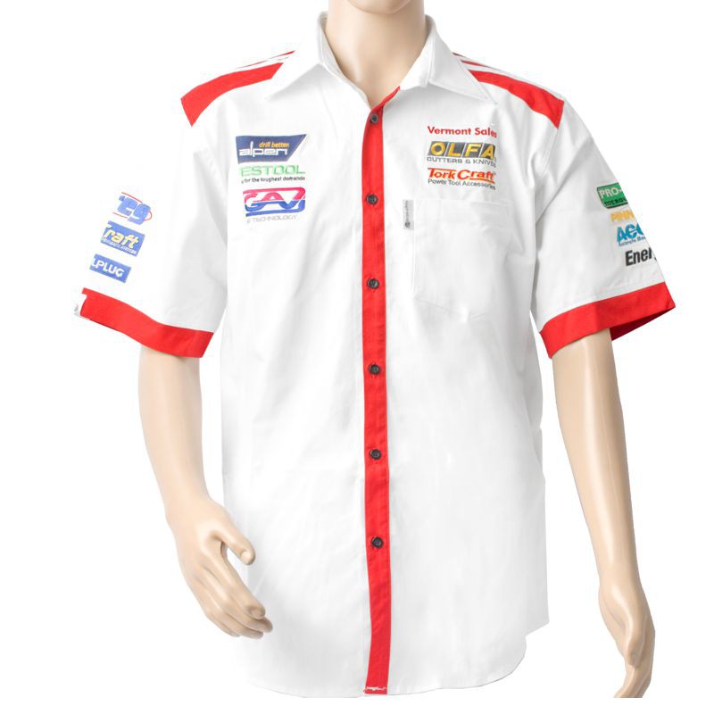 VERMONT MENS - WHITE/RED COTTON SHIRT - 2X-LARGE