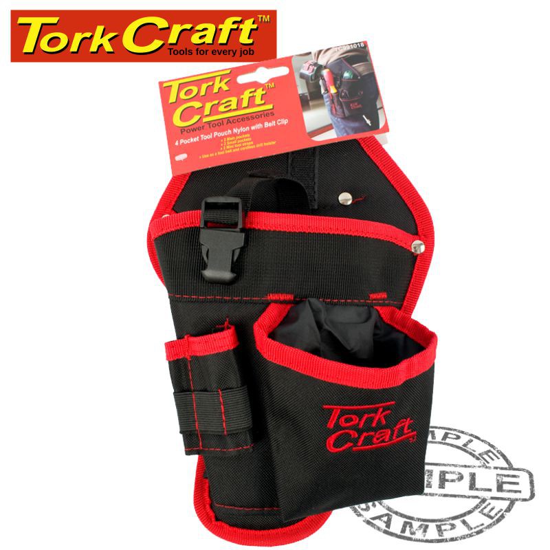 TOOL POUCH NYLON 2 POCKET WITH BELT CLIP & DRILL POUCH