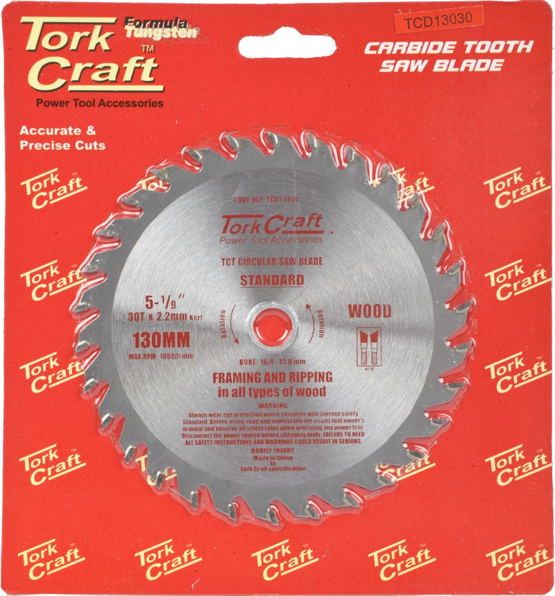 BLADE TCT 130 X 30T 16/13 GENERAL PURPOSE COMBINATION WOOD
