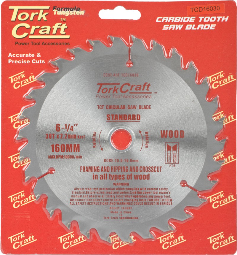 BLADE TCT 160 X 30T 20/16 GENERAL PURPOSE COMBINATION WOOD
