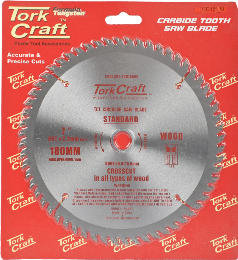 BLADE TCT 180 X 60T 20/16 GENERAL PURPOSE COMBINATION