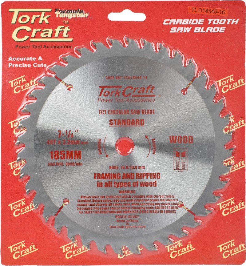 BLADE TCT 185 X 40T 16MM GENERAL PURPOSE COMBINATION