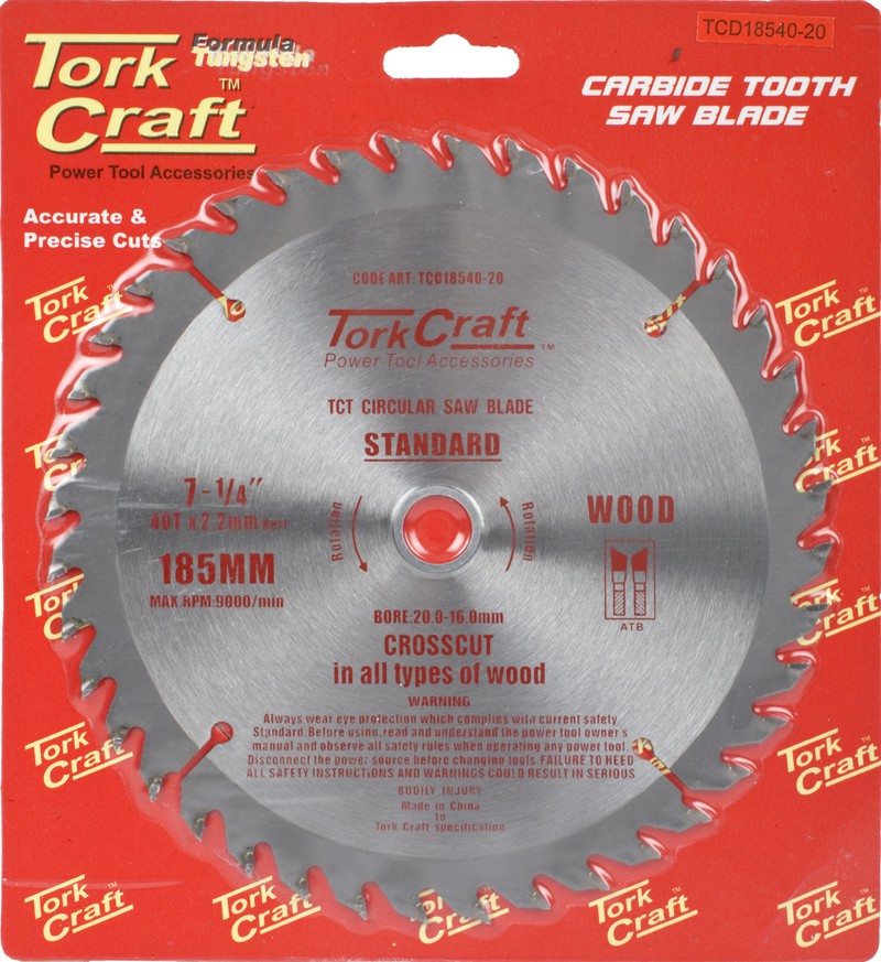 BLADE TCT 185 X 40T 20/16 GENERAL PURPOSE COMBINATION