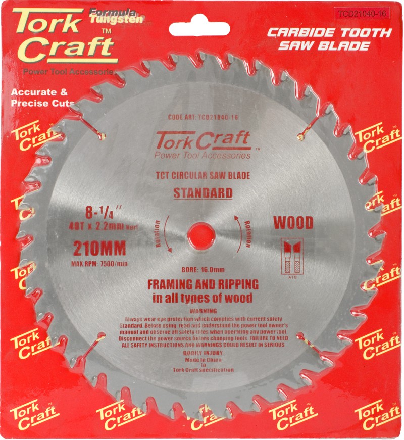 BLADE TCT 210  X 40T 16MM GENERAL PURPOSE COMBINATION