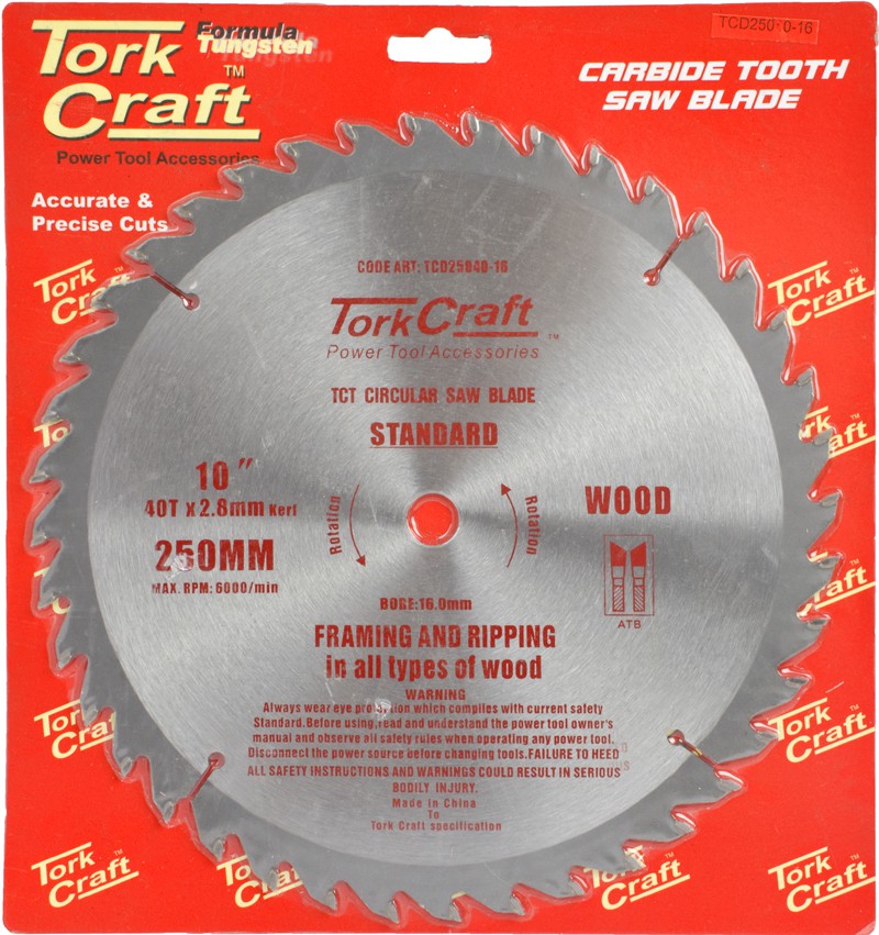 BLADE TCT 250 X 40T 16MM GENERAL PURPOSE COMBINATION