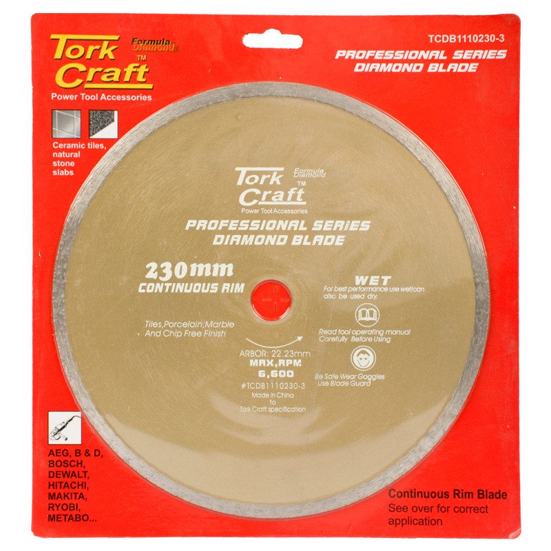 DIAMOND BLADE CONTINUES THIN RIM 230X22.22MM