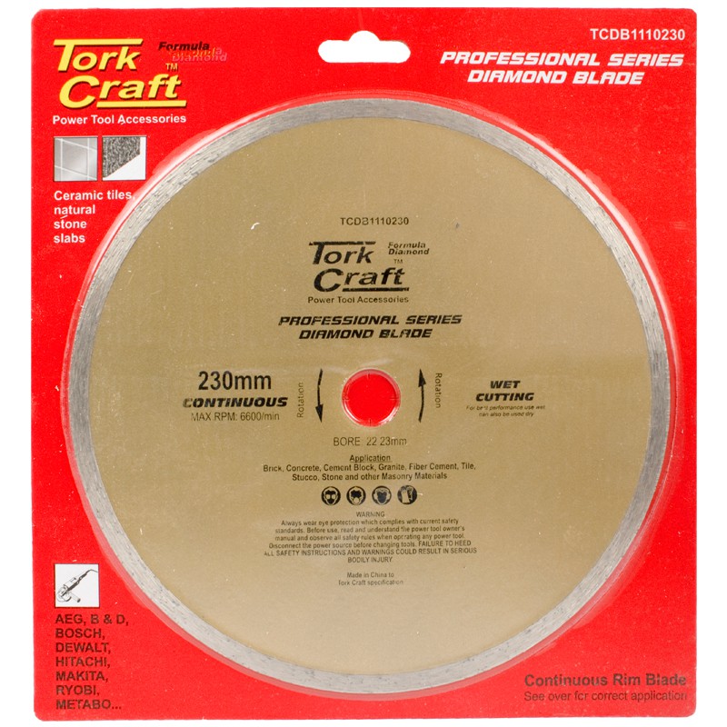 DIAMOND BLADE 230MM X 22.22 CONTINUES RIM