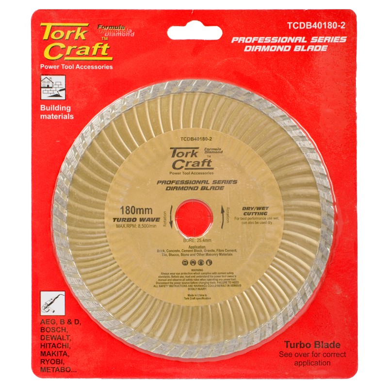 DIAMOND BLADE 180X25.4MM TURBO WAVE