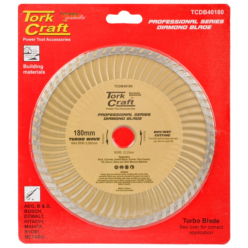DIAMOND BLADE 180X22.22MM TURBO WAVE
