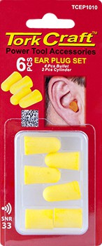 EAR PLUG 6PC SET 4PC BULLET 2PC CYLINDER CARDED SNR33