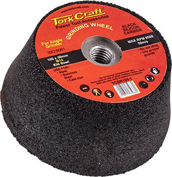 GRINDING WHEEL 100X50 M14 BORE - #36 BOWL - ANGLE GRINDER