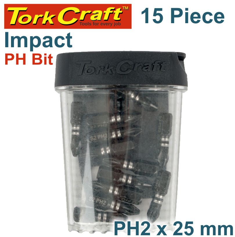 IMPACT PHIL.2 X 25MM INSERT BIT 15PC TIC TAC CASE PH2