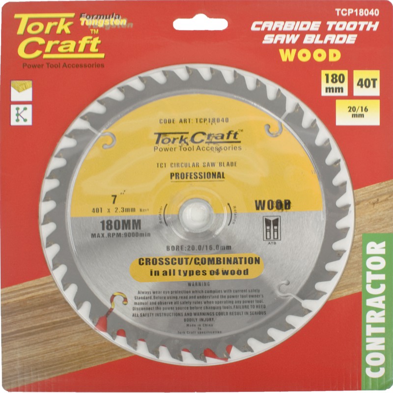 BLADE CONTRACTOR 180 X 40T 20/16 CIRCULAR SAW TCT