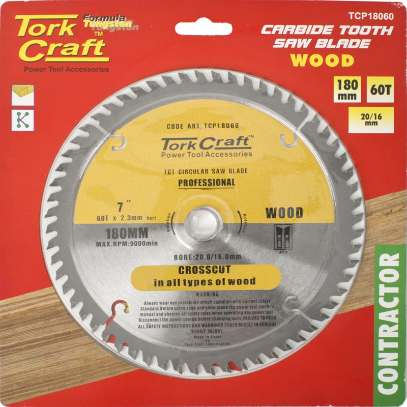 BLADE CONTRACTOR 180 X 60T 20/16 CIRCULAR SAW TCT
