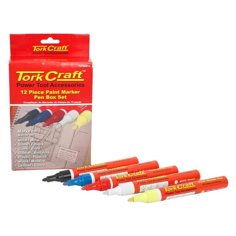 PAINT MARKER PEN 12PACK  RED/YEL/WHITE/BLACK/BLUE