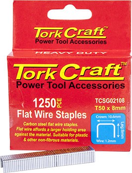 FLAT WIRE STAPLE 16G X 10.6MM X 8MM T50 1250PC C/STEEL FOR TCSG0210